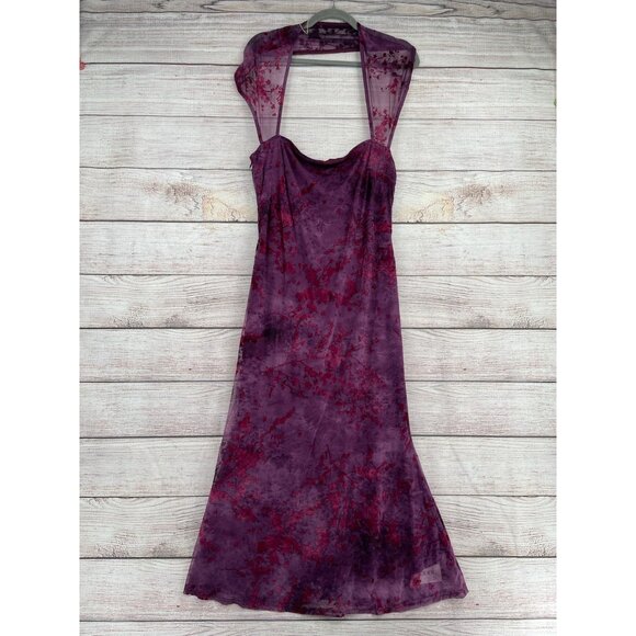 Cider‎ Floral Maxi Slip Halter Dress Junior's Size XL Purple/Red NEW - Picture 1 of 11